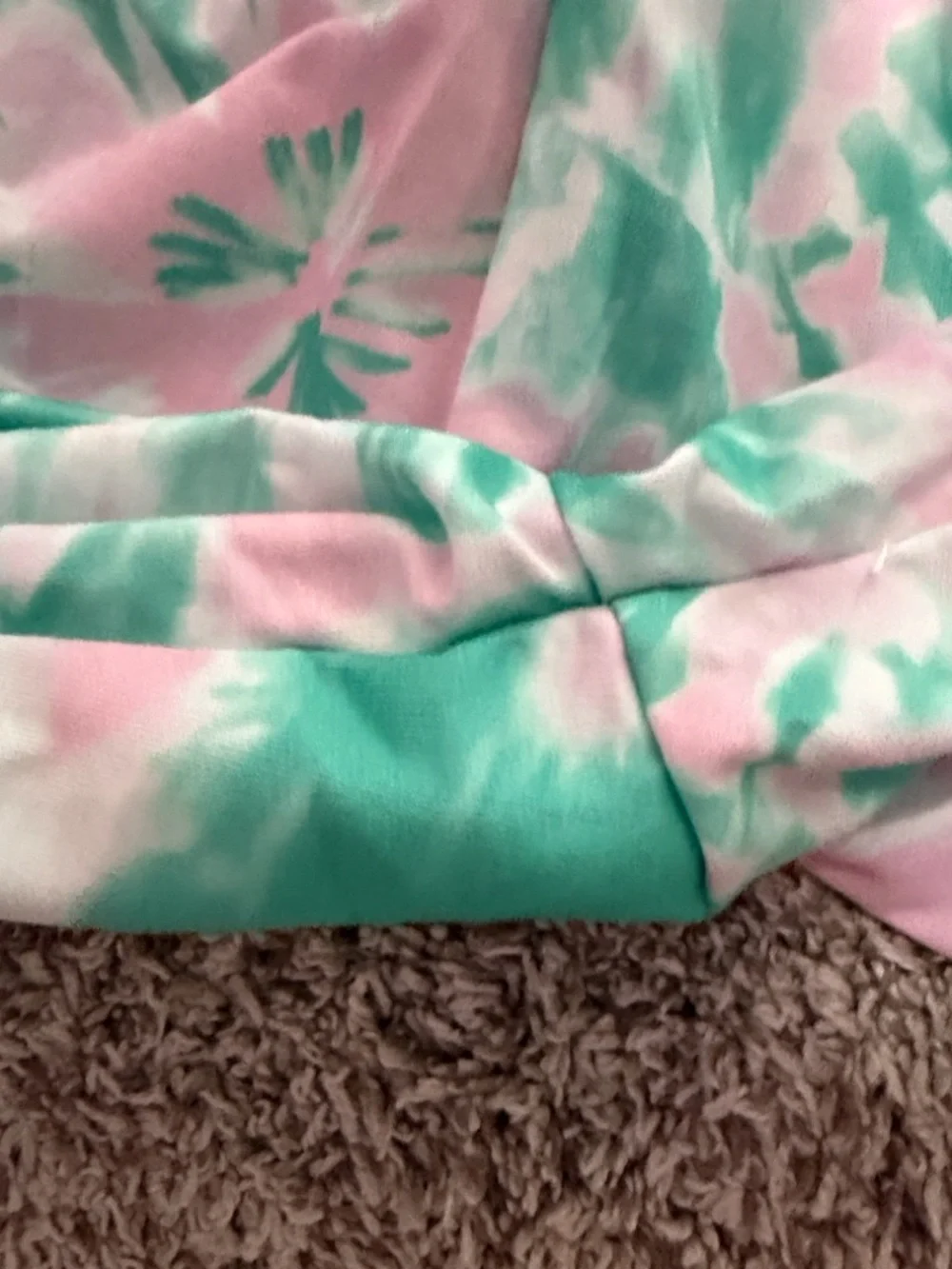 Trendy Girls Pink & Teal Tie-Dye Daisy Stretchy Hoodie& Jogger Pants Set Size 9Y